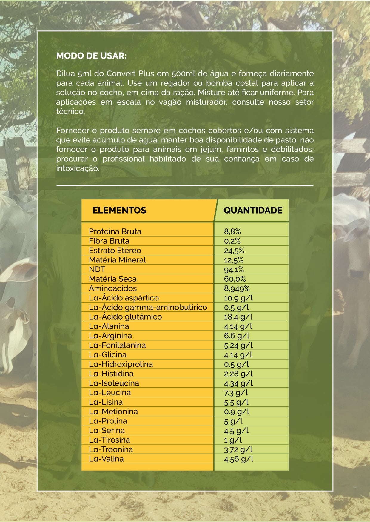 Combo Convert Plus 2L - Suplemento Alimentar para Gado de Engorda/Corte